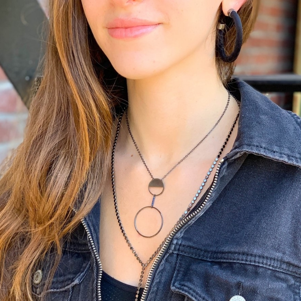 BN Marlyn Schiff mixed metal geo circle drop necklace